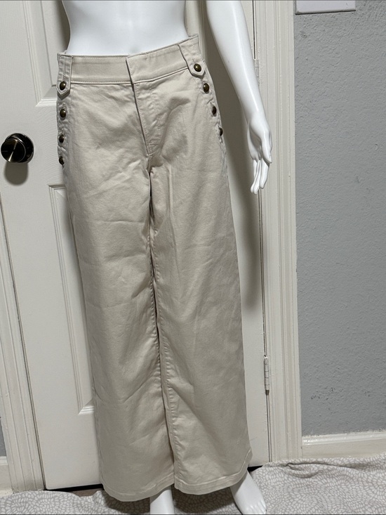 St. John's Bay Pants - St. John's Bay Button-Accent Wide Leg Pants - Cream